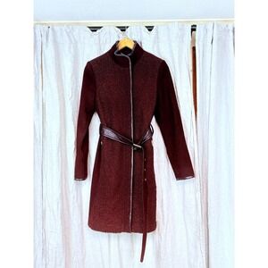 Vince Camuto Wool Blend Coat Womens Small Belted Distressed Collar Repair Projec
